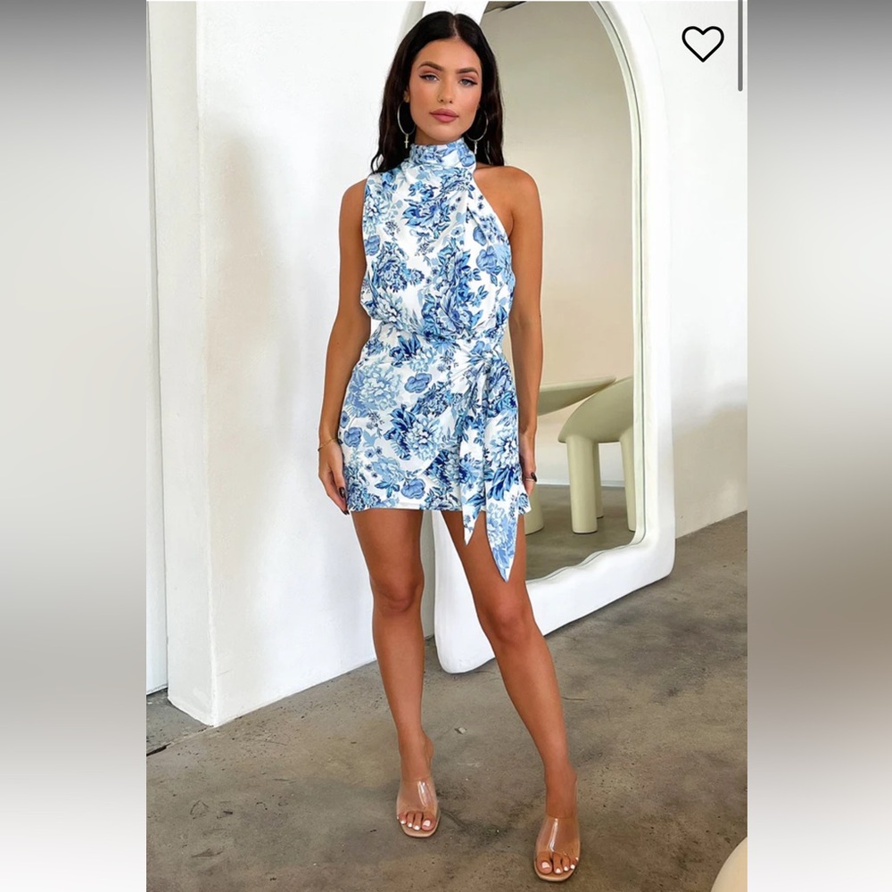 ThatsSoFetch Santorini Mini Dress Blue Floral